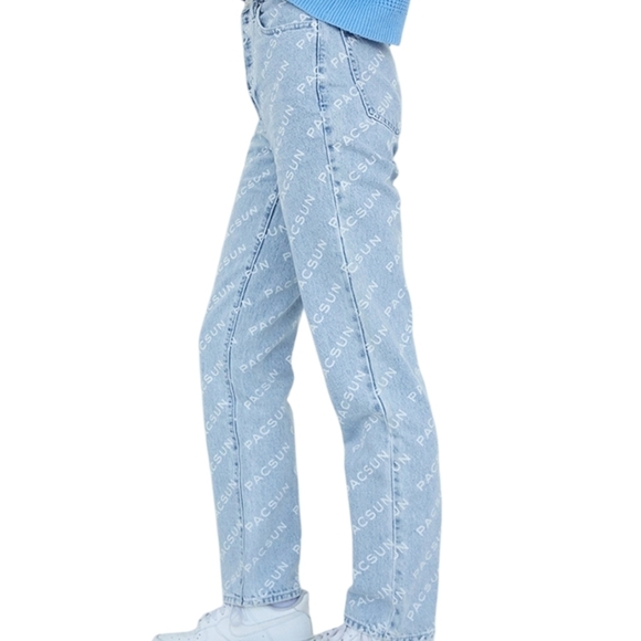 PacSun Eco friendly denim Logo Cool Cali Girl High RiseDad jeans button fly W29 - Picture 5 of 11